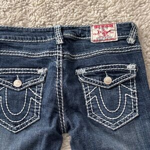 True Religion Women's Dark Blue Stitch Jeans